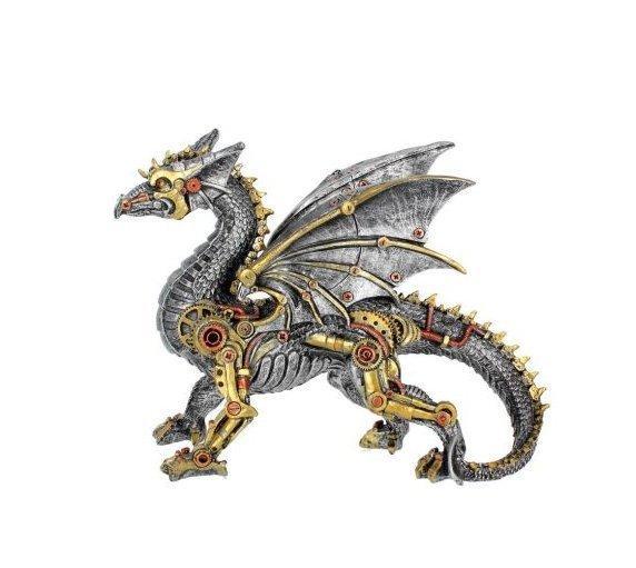 Beeldje - Dracus Machina Steampunk Dragon Figurine - Hars, Antiek en Kunst, Kunst | Designobjecten