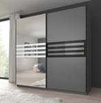 Kledingkast grijs zwart 217x63x210 Garderobekast met spiegel, Nieuw, 200 cm of meer, Modern, 50 tot 75 cm