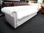 CHESTERFIELD TOPPERTJE !! 4 Zits Wit Leren Chesterfield Bank, Ophalen, Chesterfield, Leer, Zo goed als nieuw