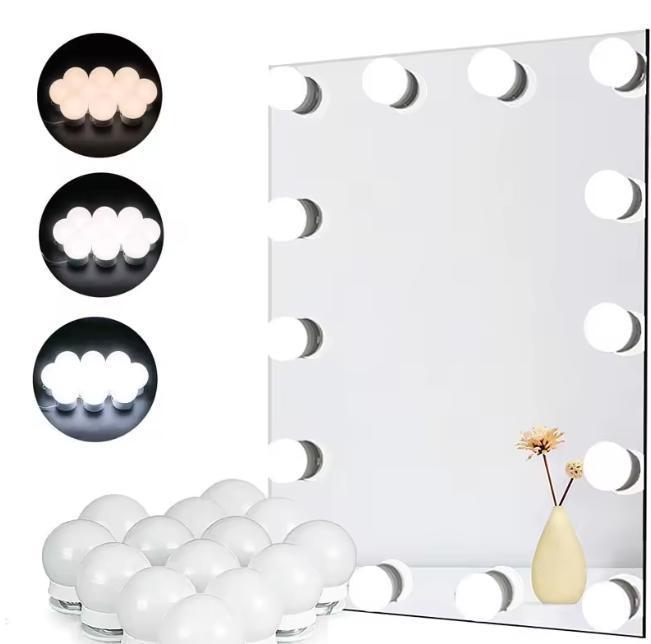 Hollywood LED Spiegelverlichting – 3 Kleuren, USB, Dimbaar, Huis en Inrichting, Lampen | Overige, Nieuw, Verzenden