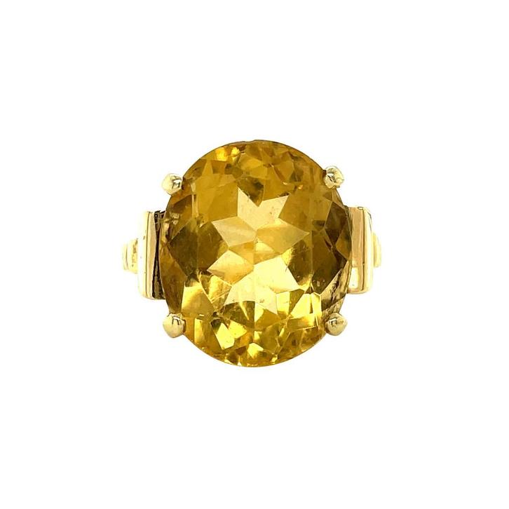 Gouden vintage ring met citrien 18 krt, Sieraden, Tassen en Uiterlijk, Ringen, Nieuw, Ophalen of Verzenden