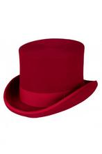 Luxe Hoge Hoed Rood Hoog Model 61 100% Wol Heren Man Wolvilt, Kleding | Heren, Ophalen of Verzenden, Nieuw