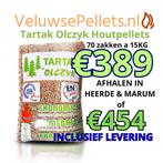 Houtpellets Tartak Olczyk pallet 70 zakken a 15KG €389, Tuin en Terras, Haardhout, Ophalen of Verzenden
