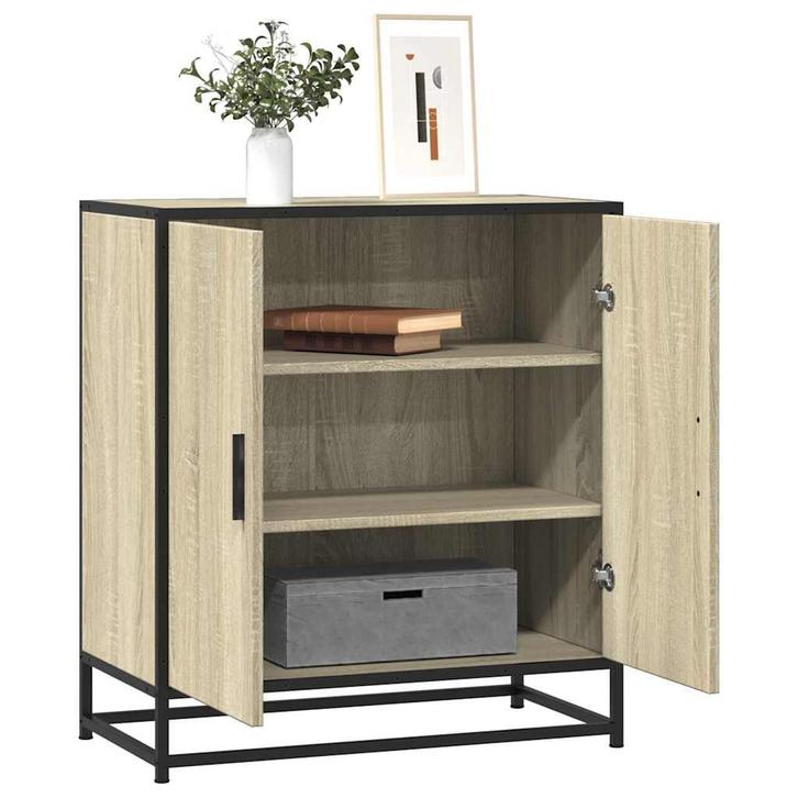 vidaXL Dressoir 68x35x76 cm bewerkt hout en metaal sonoma, Huis en Inrichting, Kasten | Dressoirs, Nieuw, Overige houtsoorten