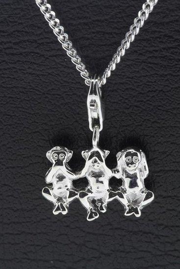 Zilveren Apen horen, zien en zwijgen hanger en/of bedel, Sieraden, Tassen en Uiterlijk, Bedels, Verzenden