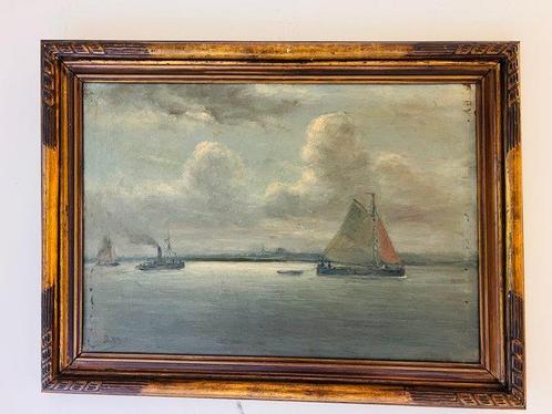 Romain Steppe (1859-1927) - Seascape with Sailing Ships, Antiek en Kunst, Kunst | Schilderijen | Klassiek