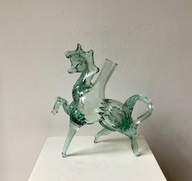 Figuur - Murano stijl Flaschenpferd - Glaspferd fles rond, Antiek en Kunst, Curiosa en Brocante