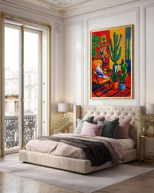 E. García - AVE EN EL SALÓN - XL (NO RESERVE), Antiek en Kunst, Kunst | Schilderijen | Modern