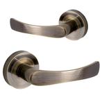 Sydney Deurklink - rond rozet - antiek messing - complete..., Nieuw, Verzenden