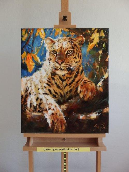 Ewa Switala - Leopard, Antiek en Kunst, Kunst | Schilderijen | Modern