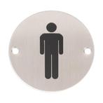 Wc pictogram mannen RVS rond, Ophalen of Verzenden, Nieuw, Overige materialen