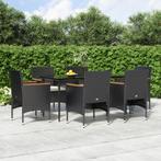 vidaXL 7-delige Tuinset met kussens zwart, Tuin en Terras, 6 zitplaatsen, Nieuw, Tuinset, Verzenden