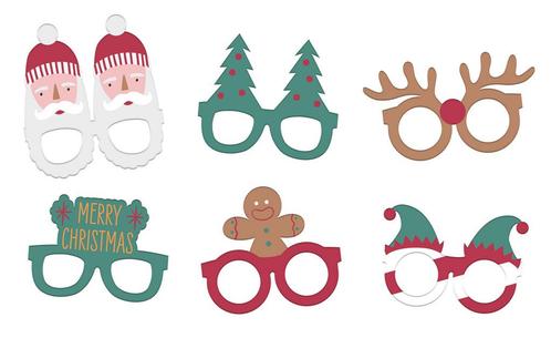 Kerst Brillen Papier 6st, Hobby en Vrije tijd, Feestartikelen, Nieuw, Verzenden