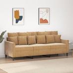 Driezitsbank Bruin Fluwelen Bank - Retourdeal! -42%, 150 tot 200 cm, 75 tot 100 cm, Ophalen of Verzenden, Rechte bank