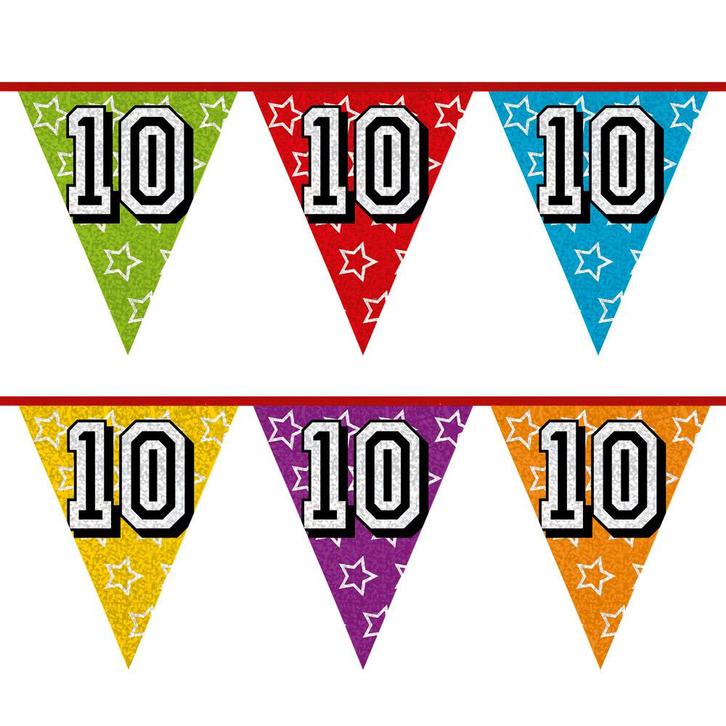 Slingers 10 Jaar Glitter 8m, Hobby en Vrije tijd, Feestartikelen, Nieuw, Verzenden