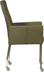 Set van 6 Olijfgroene leren moderne eetkamerstoelen - met ar, Overige kleuren, Nieuw, Leer, Ophalen of Verzenden
