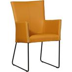 Leren eetkamerstoel Mate met armleuning - Toledo Leem, Huis en Inrichting, Stoelen, Nieuw, Leer, Ophalen of Verzenden, Leren eetkamerstoel Mate met armleuning - Toledo Leem (geel/bruin) - U-poot staal rond zwart past perfect in uw interieur als u woonstijl: Industrieel, Modern is.
