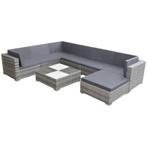 vidaXL 8-delige Loungeset met kussens poly rattan grijs, Tuin en Terras, Tuinsets en Loungesets, Nieuw, 8 zitplaatsen, Loungeset