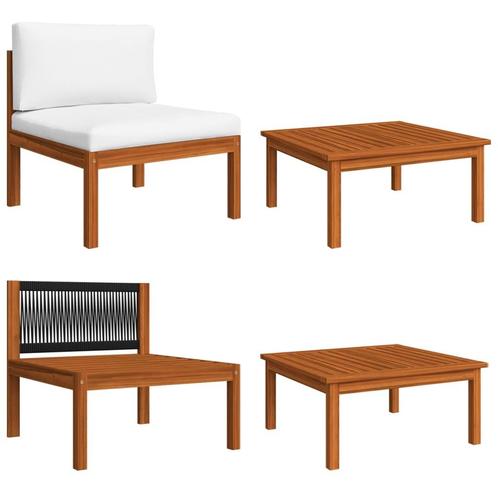vidaXL 2-delige Loungeset met kussens massief acaciahout, Tuin en Terras, Tuinsets en Loungesets, Loungeset, Nieuw, Hardhout, Verzenden