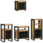 vidaXL Badkamermeubelset met plank 4 pcs Bruin Massief Mango, Verzenden, Nieuw