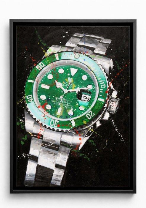 WOUW!!!! Rolex Submariner Date 116610LV Hulk by Fransman ART, Antiek en Kunst, Kunst | Tekeningen en Foto's