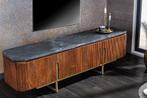 Design TV-Board GATSBY 160cm bruin goud Mangoholz Marmor, Ophalen of Verzenden, Nieuw