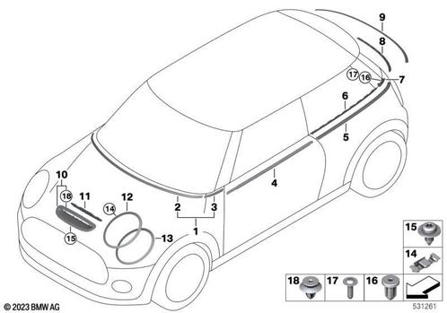 MINI Cooper F56 Sierlijst motorkap 5A3EA62 51135A3EA62, Auto-onderdelen, Carrosserie en Plaatwerk, Gebruikt, Ophalen of Verzenden