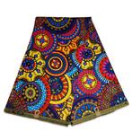 Afrikaanse print stof - Multicolor disks - 100% katoen, Hobby en Vrije tijd, Stoffen en Lappen, Nieuw, Ophalen of Verzenden