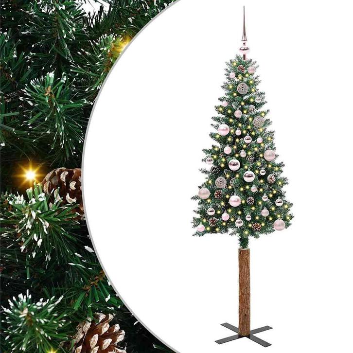 vidaXL Slanke Kerstboom Groen 150 cm PVC en massief, Diversen, Kerst, Nieuw, Verzenden