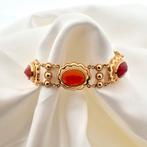 Antiek gouden armband met carneool | 18 cm (vintage), Sieraden, Tassen en Uiterlijk, Armbanden, Gebruikt, Overige kleuren, Ophalen of Verzenden