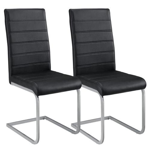 2 Eetkamerstoelen / stoel - Vegas - Kunstleer - Zwart, Huis en Inrichting, Stoelen, Nieuw, Verzenden