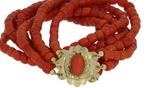 Ketting - 14 karaat Geel goud Bloedkoraal - Fraai gouden, Sieraden, Tassen en Uiterlijk, Antieke sieraden
