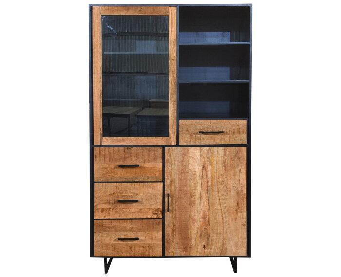 Vitrinekast Kate Mangohout | 200 cm, Huis en Inrichting, Kasten | Vitrinekasten, Nieuw, Ophalen of Verzenden