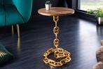 Design bijzettafel CHAINS 40cm goud mangohout handgemaakt, Huis en Inrichting, Tafels | Sidetables, Ophalen of Verzenden, Nieuw