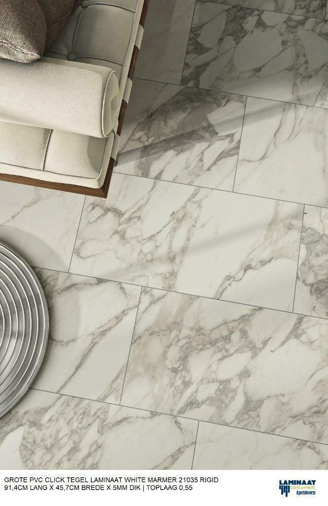 PVC KLIK MARMER ZWART EN WIT met integreerede ondervloer, Huis en Inrichting, Stoffering | Vloerbedekking, Laminaat, Wit, Zwart