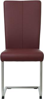 Donkerrode leren industriële eetkamerstoel - poot rond rvs -, Huis en Inrichting, Stoelen, Overige kleuren, Nieuw, Leer, Ophalen of Verzenden