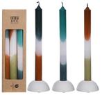 Kaarsen Dip Dye Petrol Olive 24 cm Ø2,5 set 3 stuks, Ophalen of Verzenden, Nieuw