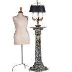 Markante houten zuil groen-wit geaderd op zwarte ondergrond, Antiek en Kunst, Antiek | Meubels | Tafels, Ophalen of Verzenden