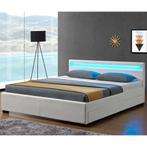 Gestoffeerd bed Lyon - 140 x 200 cm - Wit - LED Verlichting, Verzenden, Nieuw