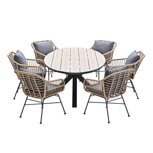 Garden Impressions Lucas tuinset 7-delig bruin - Tulli, Tuin en Terras, Tuinsets en Loungesets, Verzenden