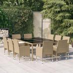 vidaXL 11-delige Tuinset poly rattan beige, Meer dan 8 zitplaatsen, Nieuw, Tuinset, Verzenden