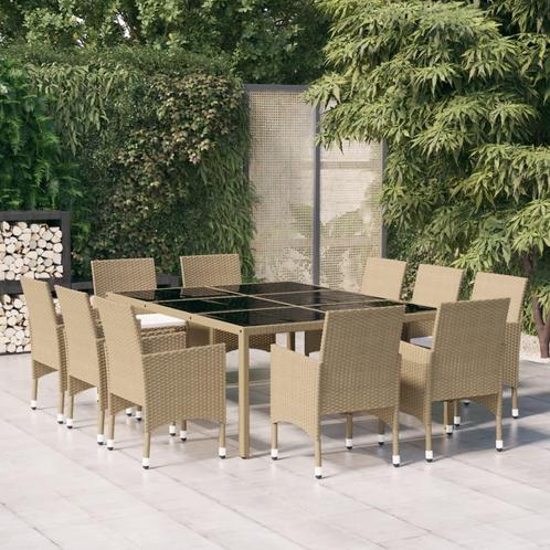 vidaXL 11-delige Tuinset poly rattan beige, Tuin en Terras, Tuinsets en Loungesets, Tuinset, Nieuw, Meer dan 8 zitplaatsen, Rotan