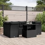 vidaXL 7-delige Loungeset met kussens poly rattan zwart, Nieuw, Loungeset, 7 zitplaatsen, Verzenden