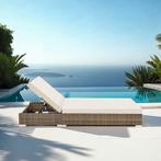 2 wicker ligbedden met aluminium frame en tafel, inclusief b, Tuin en Terras, Tuinsets en Loungesets, Verzenden, Nieuw