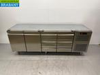 RVS Catertech Koelwerkbank 2 Deuren en 6 Laden 225 cm 230V, Ophalen of Verzenden, Gebruikt
