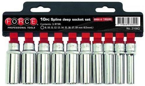 3/8 Doppenset lang Spline 10 delig, Auto diversen, Autogereedschap, Verzenden