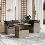 vidaXL 5-delige Loungeset met kussens poly rattan grijs, Tuin en Terras, Tuinsets en Loungesets, 4 zitplaatsen, Nieuw, Loungeset