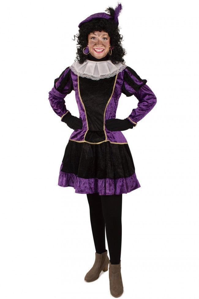 Pieten Jurk Pieternella Paars-Zwart - M, Diversen, Sinterklaas, Verzenden