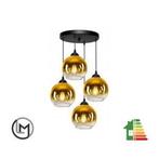 Hanglamp – Industrieel 4-Lichts Goud, Huis en Inrichting, Lampen | Hanglampen, Verzenden, Nieuw, Glas, Industrieel 