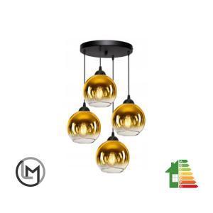 Hanglamp – Industrieel 4-Lichts Goud, Huis en Inrichting, Lampen | Hanglampen, Nieuw, Glas, Metaal, Verzenden